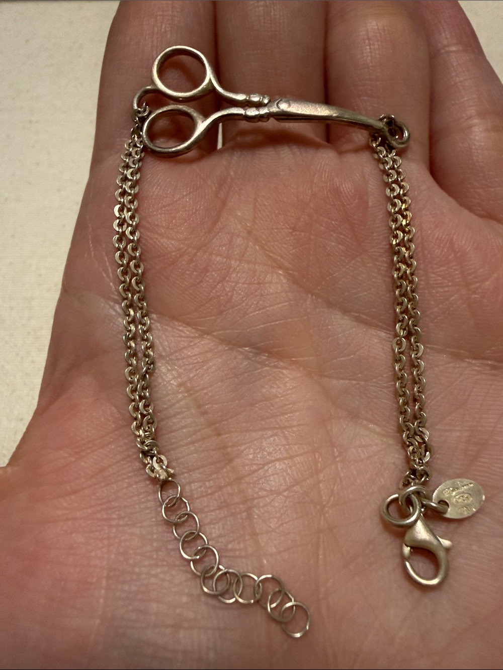 Sterling Silver 925 Scissors Multi-Strand Chain Bracelet 6.5-7.5’ adjustable fit